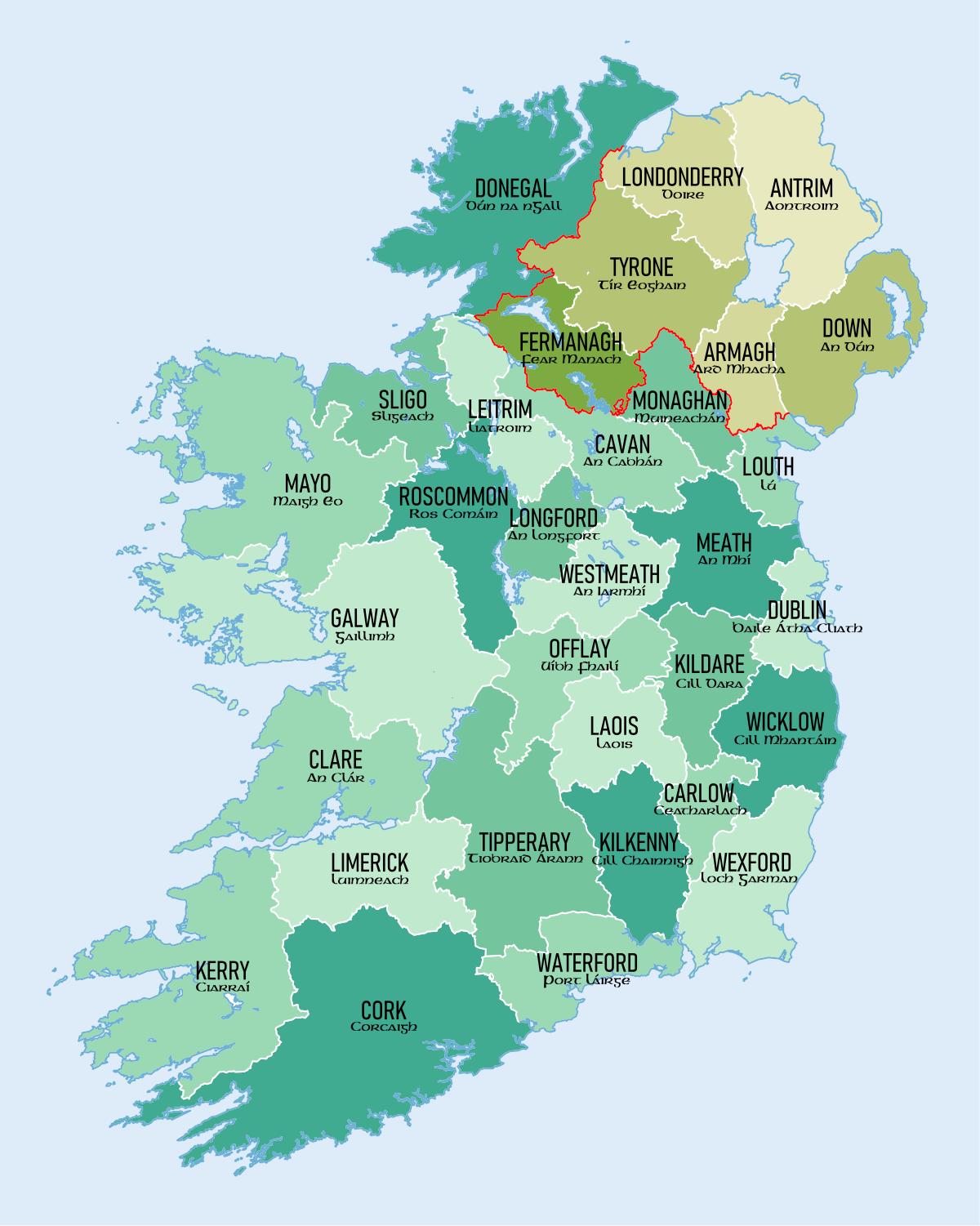 アイルランド共和国マップ国 地図アイルランド共和国図郡北欧のヨーロッパ