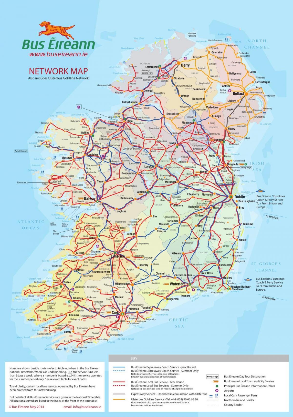 アイルランドのバス地図 アイルランドのバス路線図 北欧のヨーロッパ