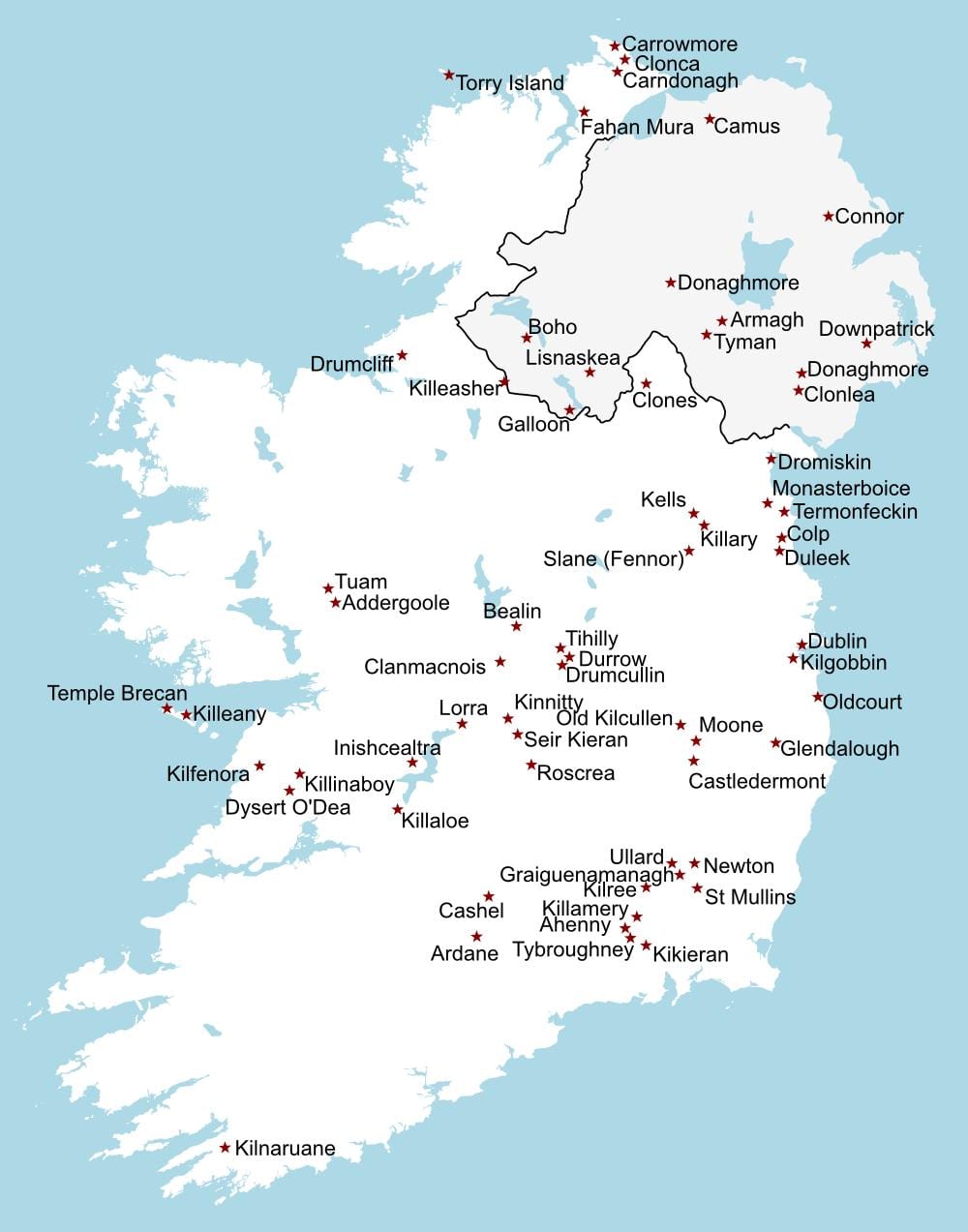 アイルランドの観光地図