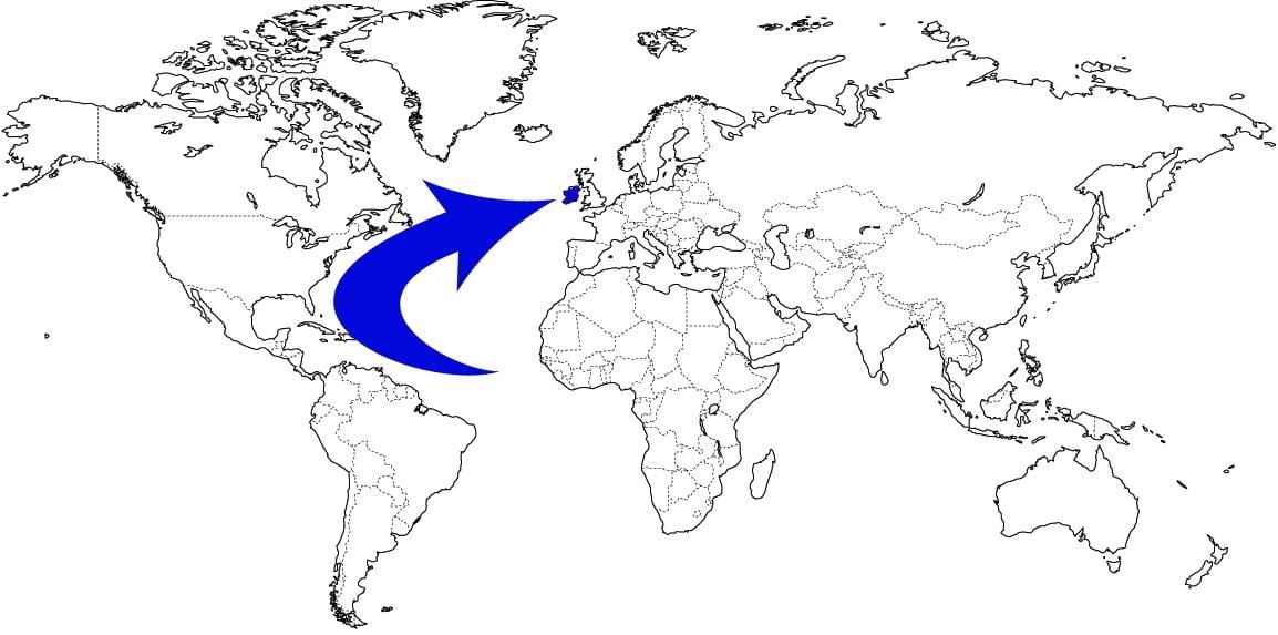 世界地図を示すアイルランド