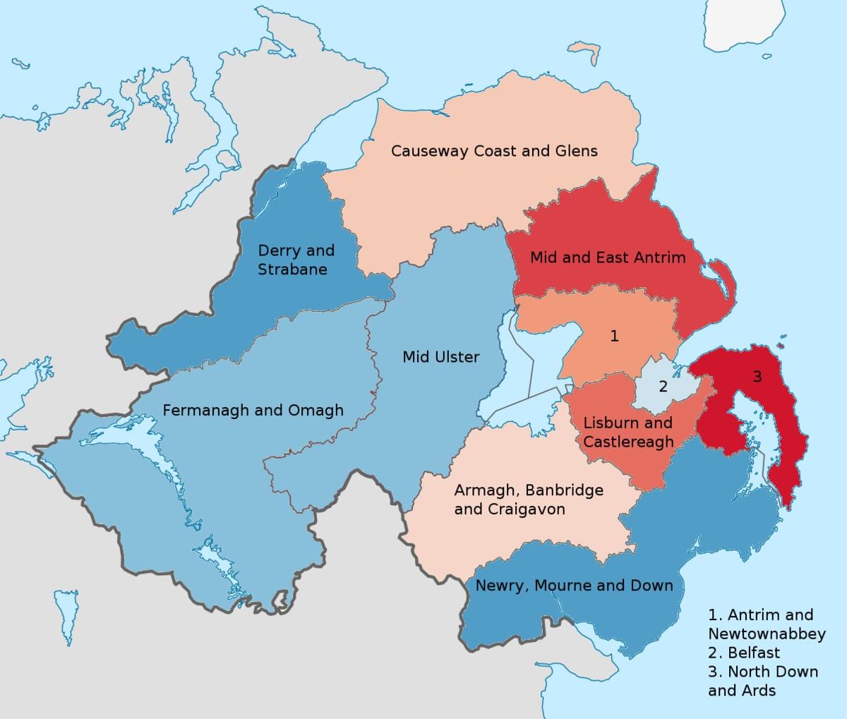 北アイルランドの地図