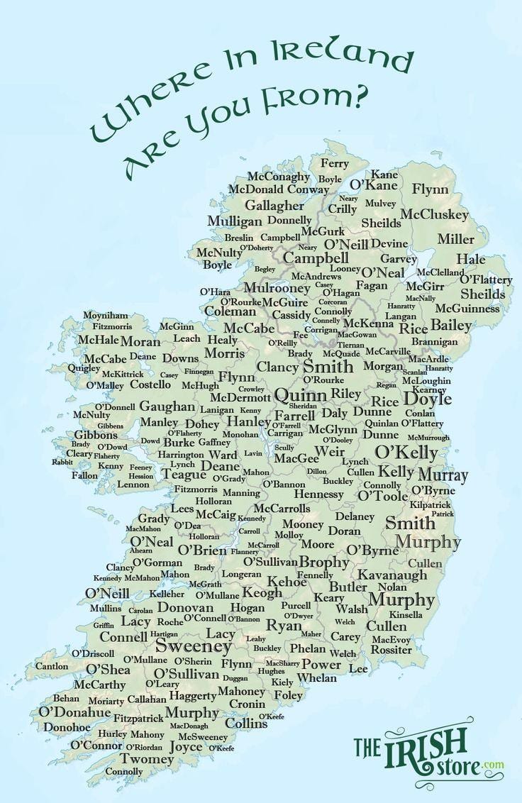 アイルランド名の地図