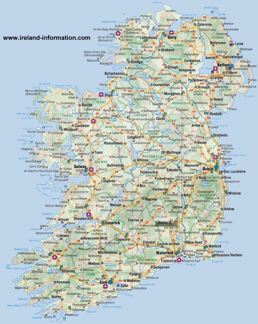 アイルランド旅行地図