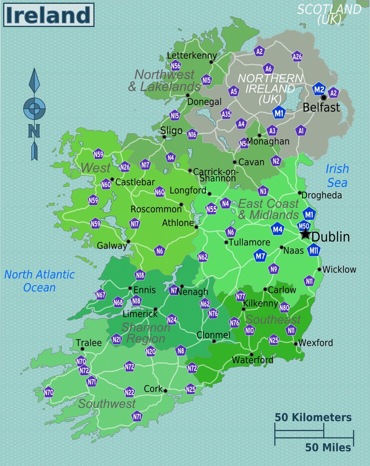地図の色の地図アイルランド