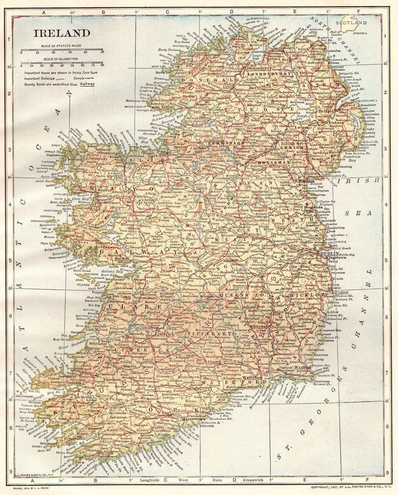 アイルランドのヴィンテージ地図