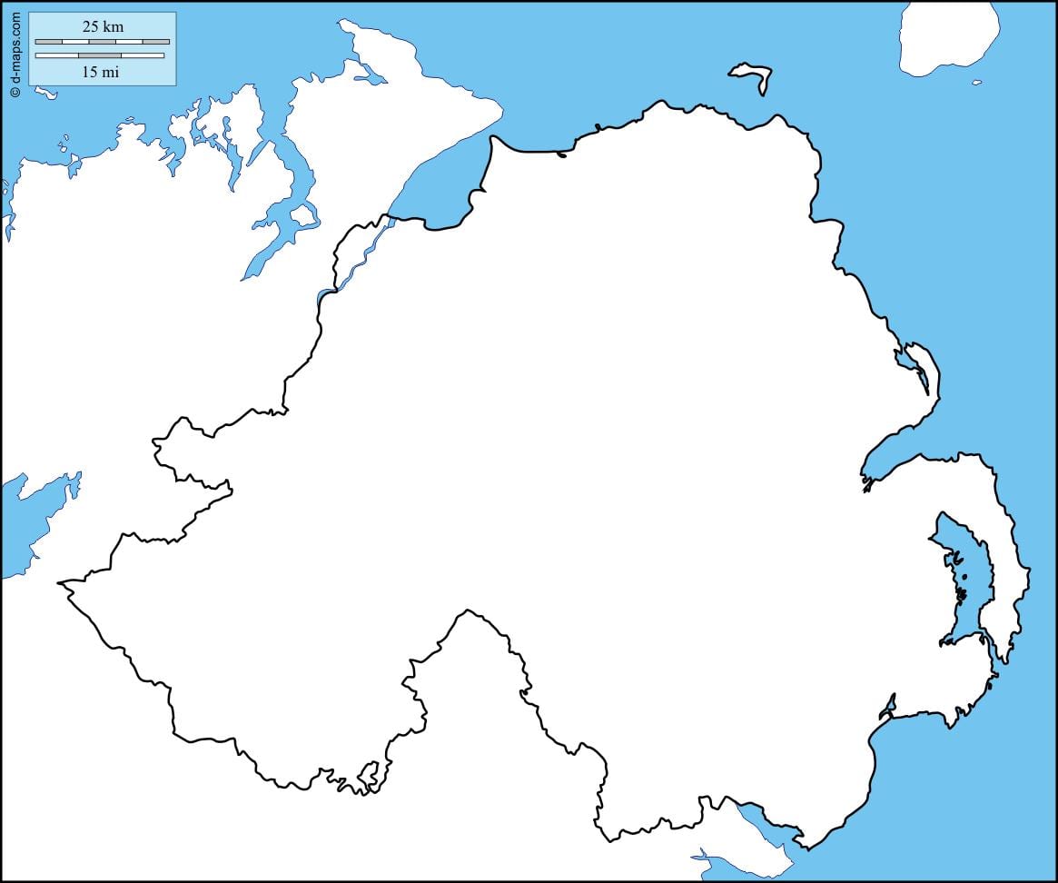 白地図の北アイルランド