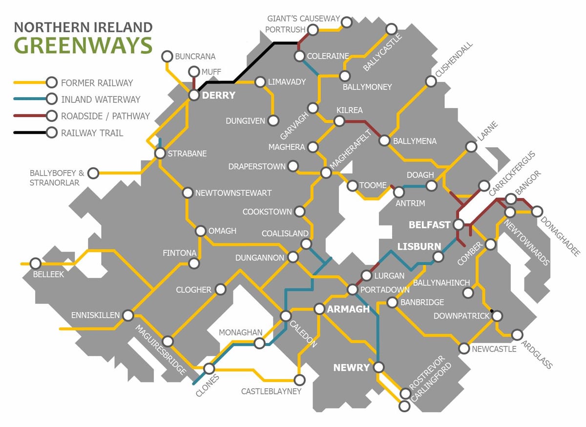 北アイルランド鉄道の地図