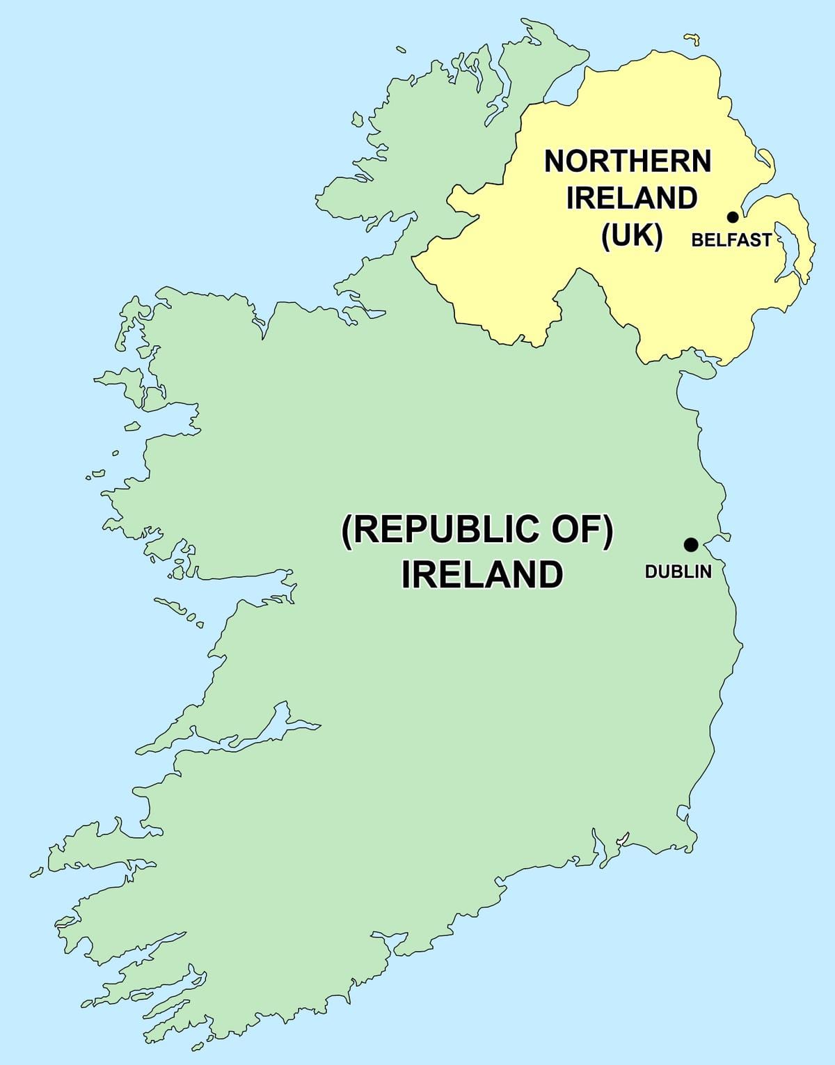  地図の北アイルランド、アイルランド共和国