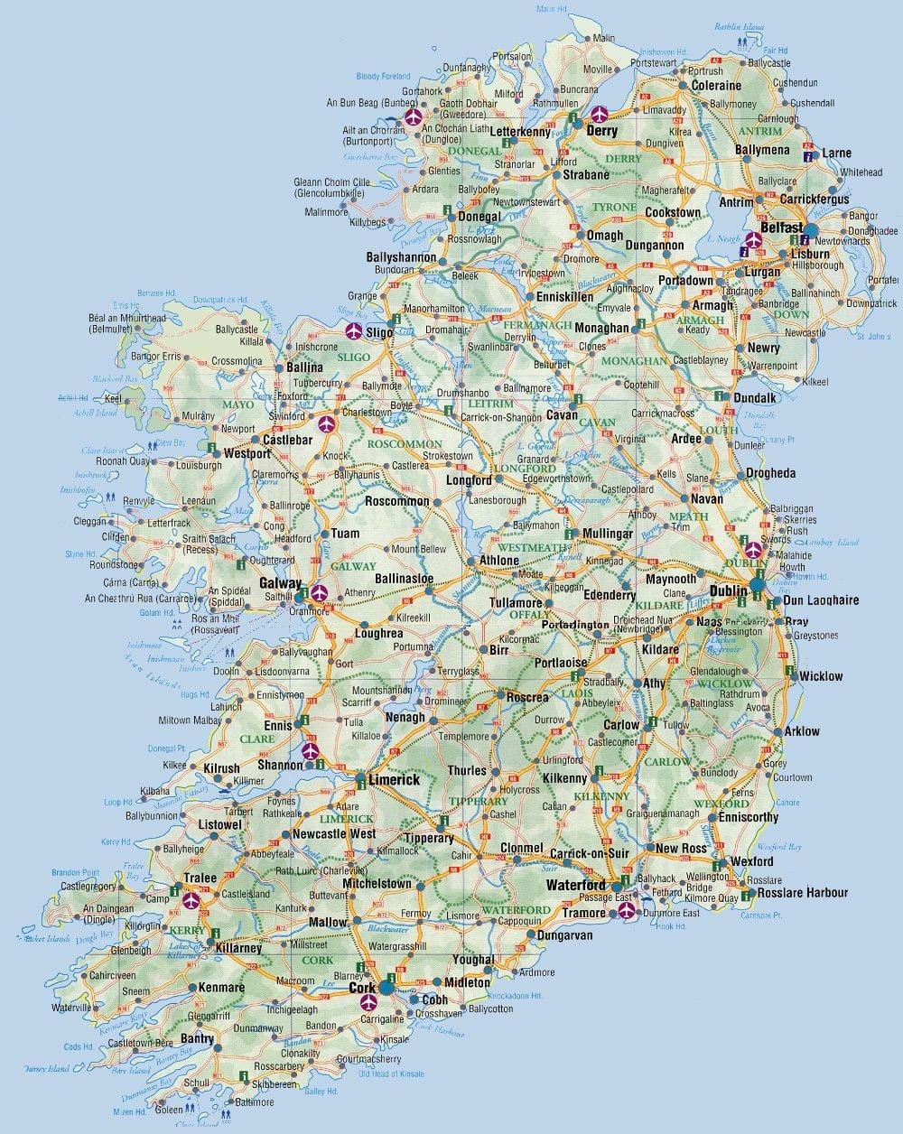 地図の東海岸のアイルランド