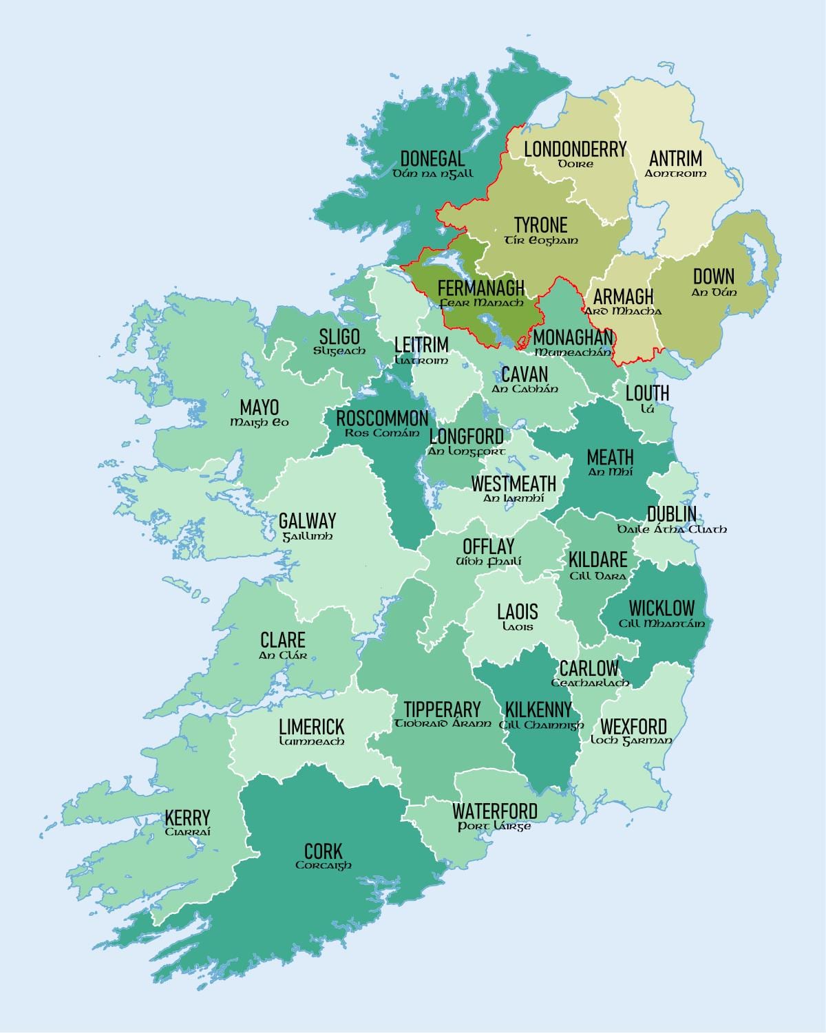 地図が表示アイルランドとの国で