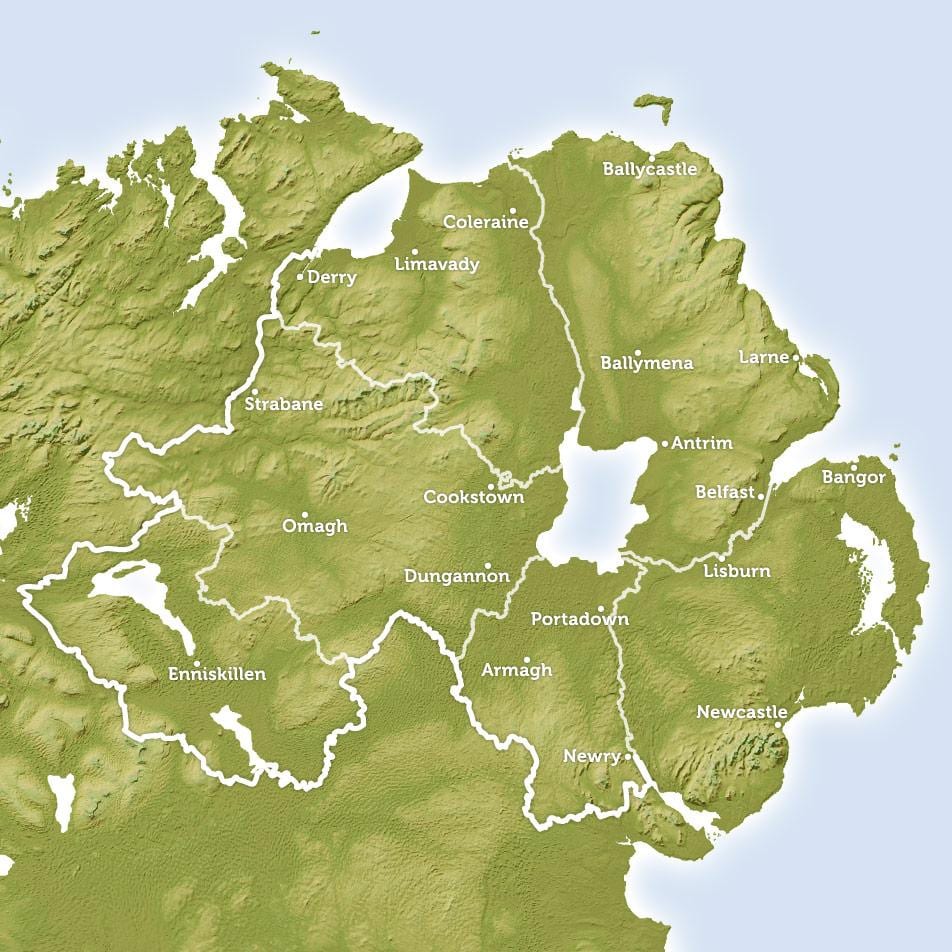 地図の河川は、北アイルランド