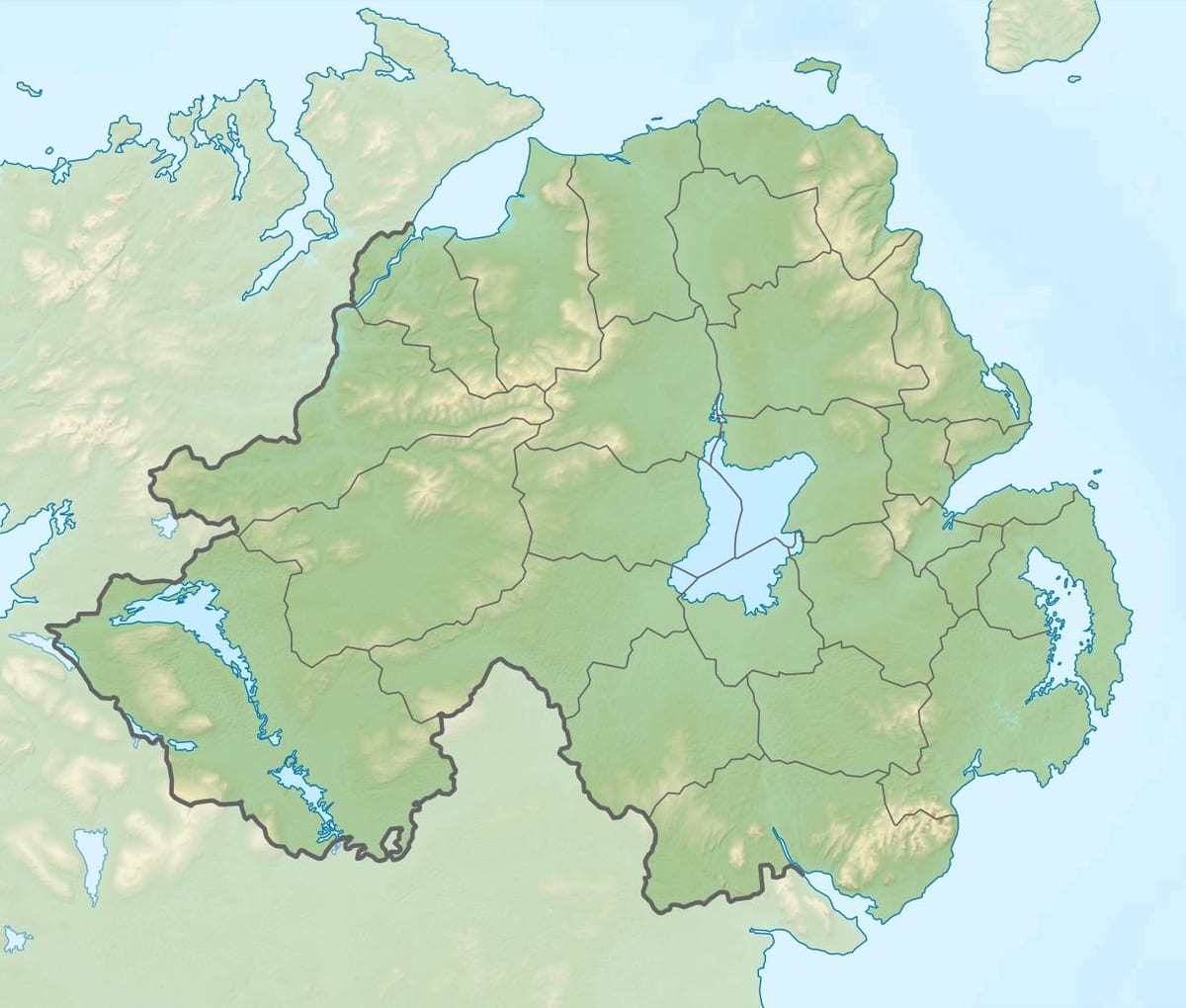 地図の物理地図の北アイルランド