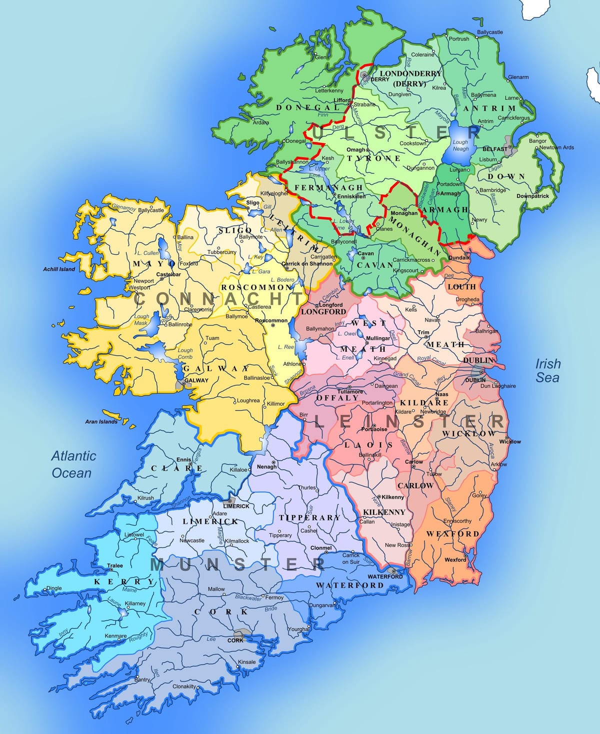 アイルランドの観光スポットの地図