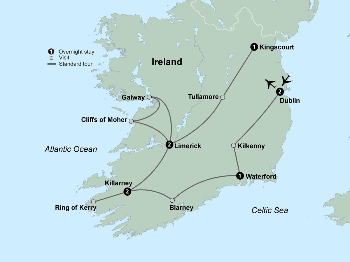 地図の観光地図の南部アイルランド
