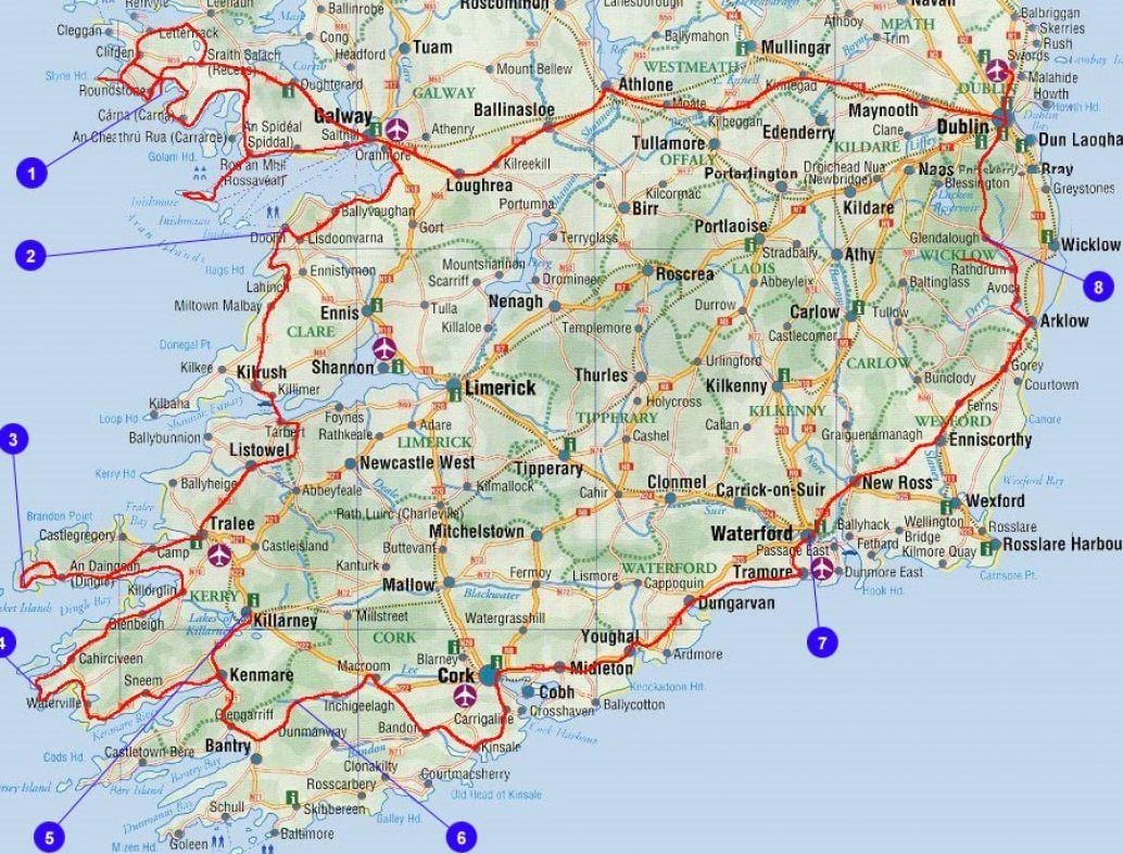 地図アイルランド旅行