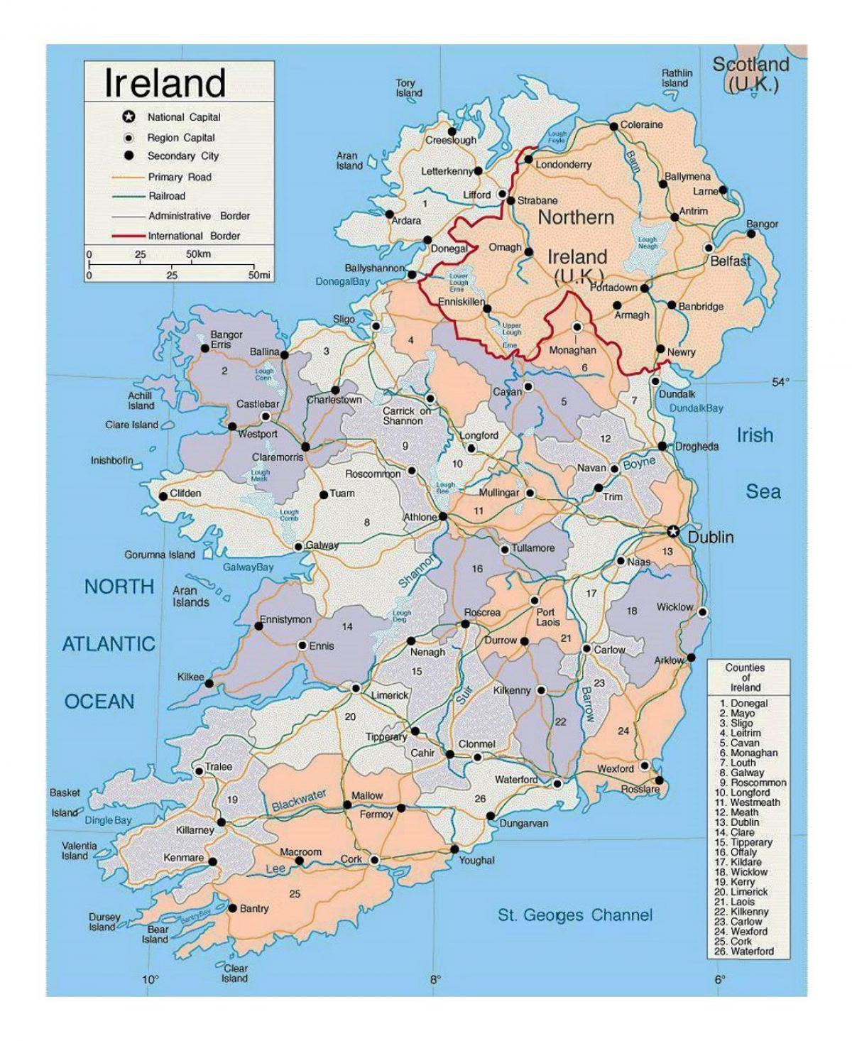 地図アイルランドの都市