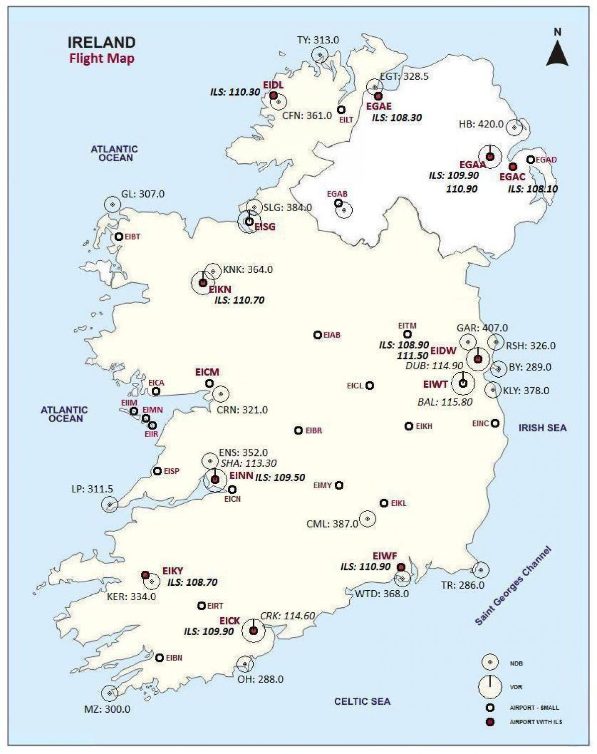 地図アイルランドの空港を表示