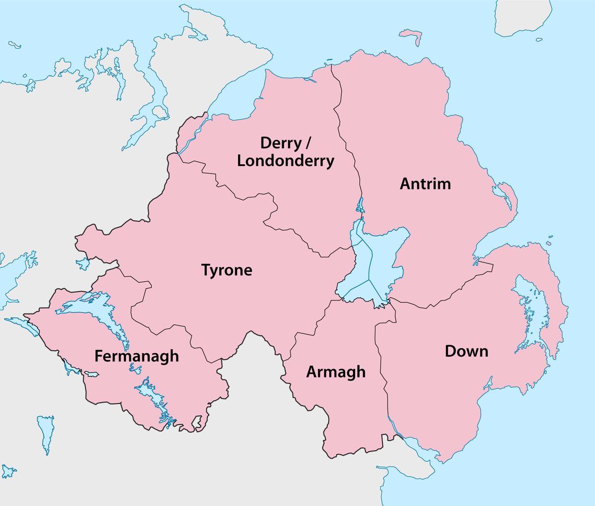 地図の北アイルランド国町