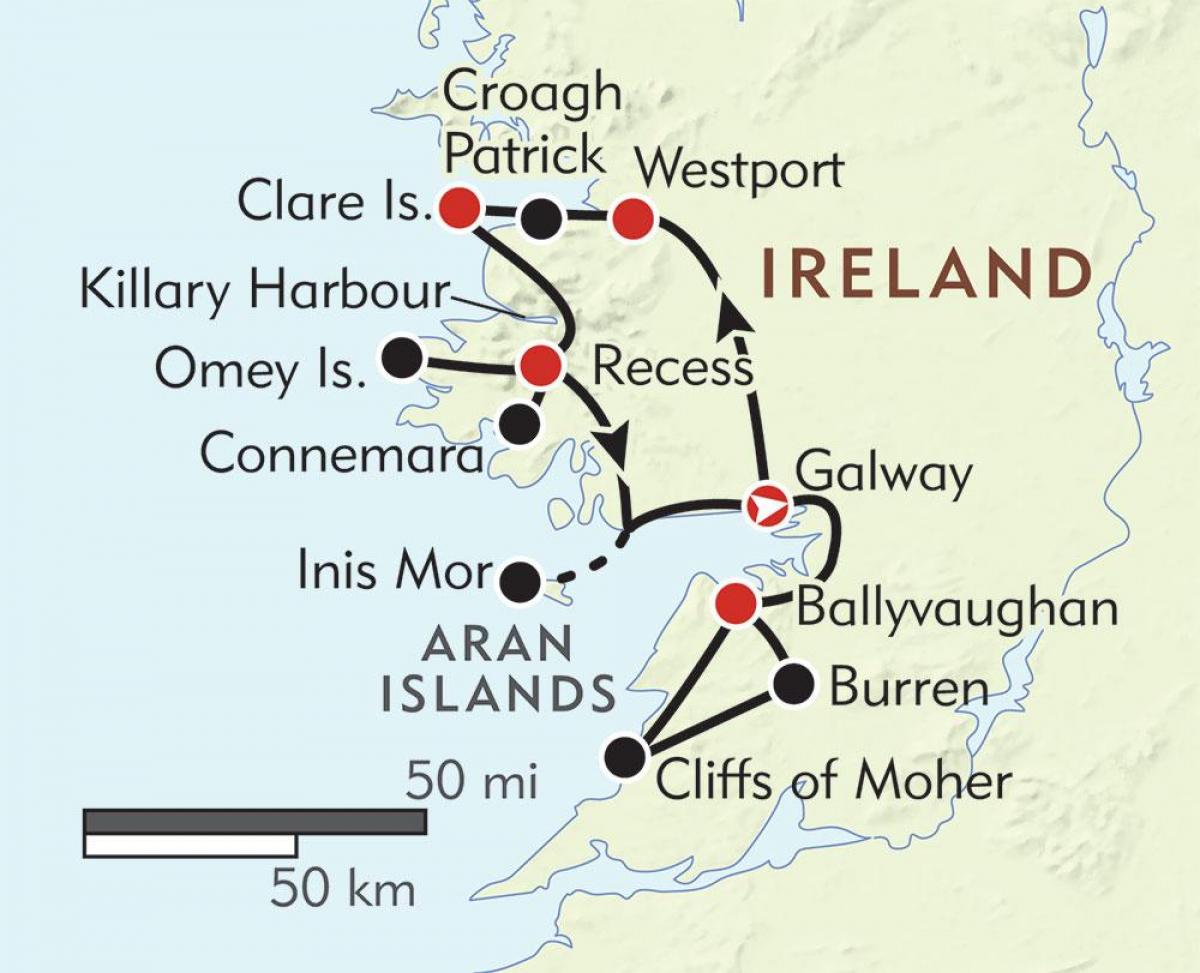 地図の西海岸のアイルランド 
