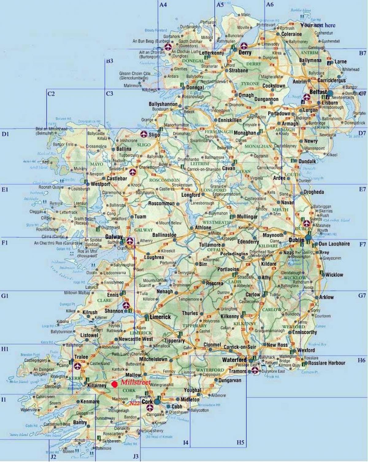 詳細な道路地図のアイルランド