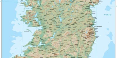 地図アイルランドの地形 