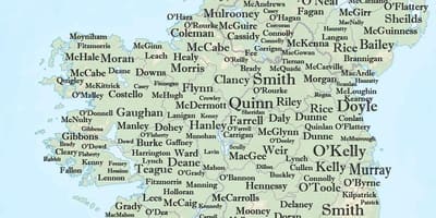 アイルランド名の地図