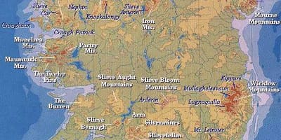 地図アイルランドの山々 