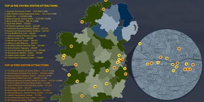 アイルランド上の見所地図