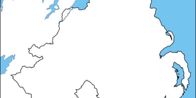 白地図の北アイルランド