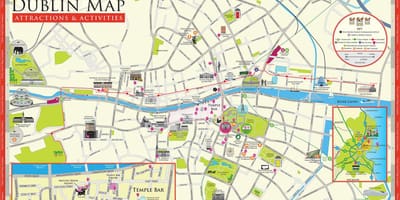 地図のダブリンアイルランドの観光名所