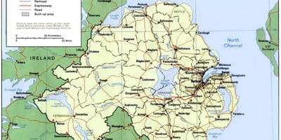 北アイルランドの都市の地図