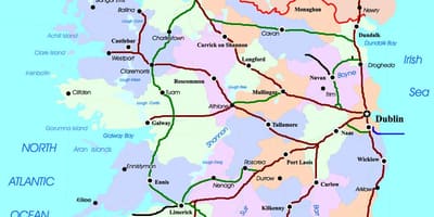 地図の電車路線のアイルランド