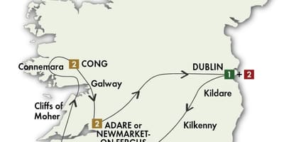 アイルランドの駆動ツアーの地図